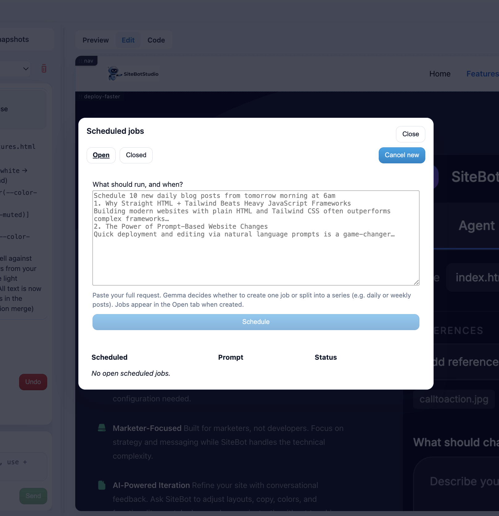 AI-powered blog scheduler creating and publishing content