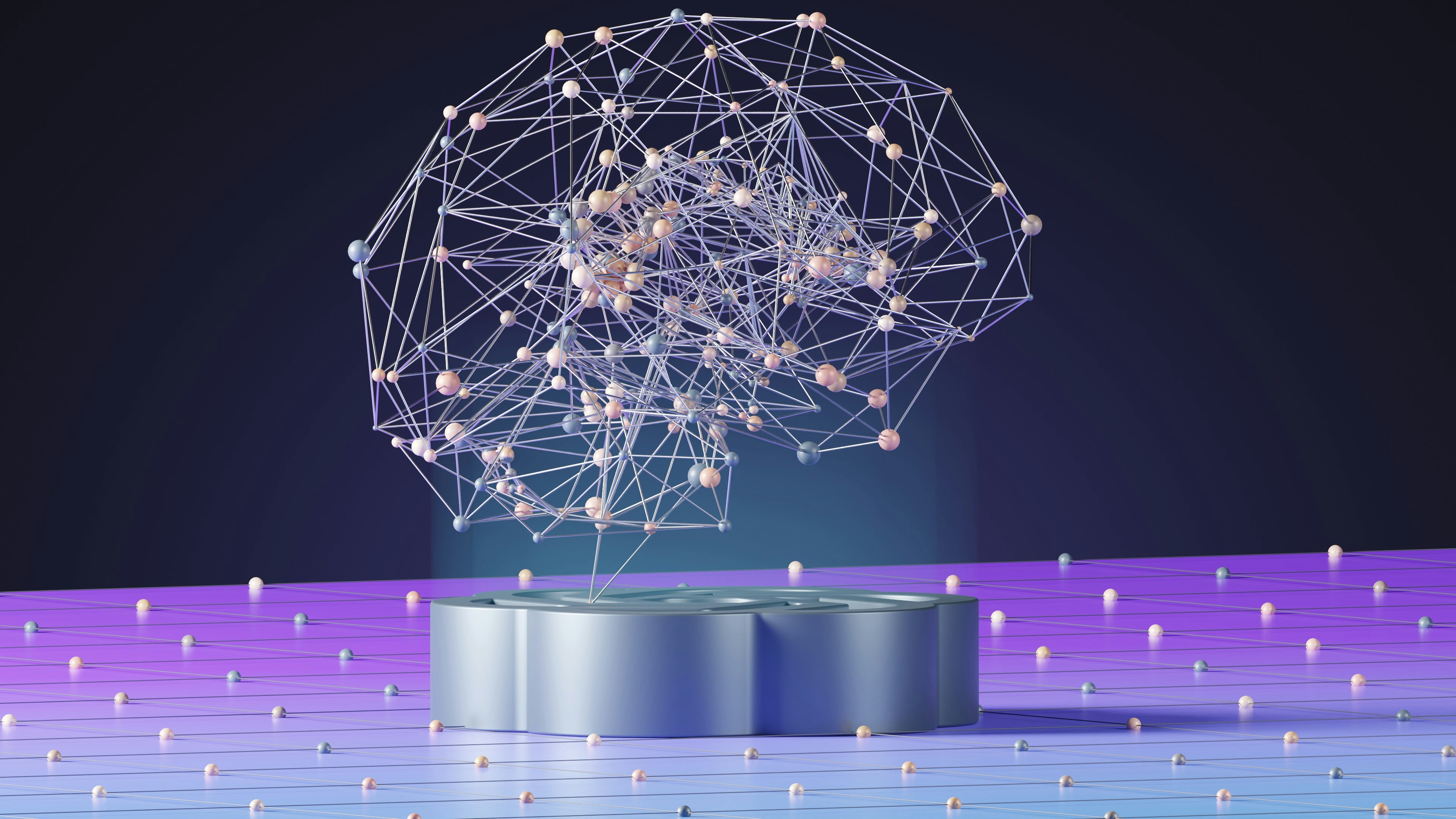 AI technology abstract visualization with neural network patterns